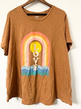 Old Navy Love Rainbow Graphic Tee 4X Plus Brown Shirt